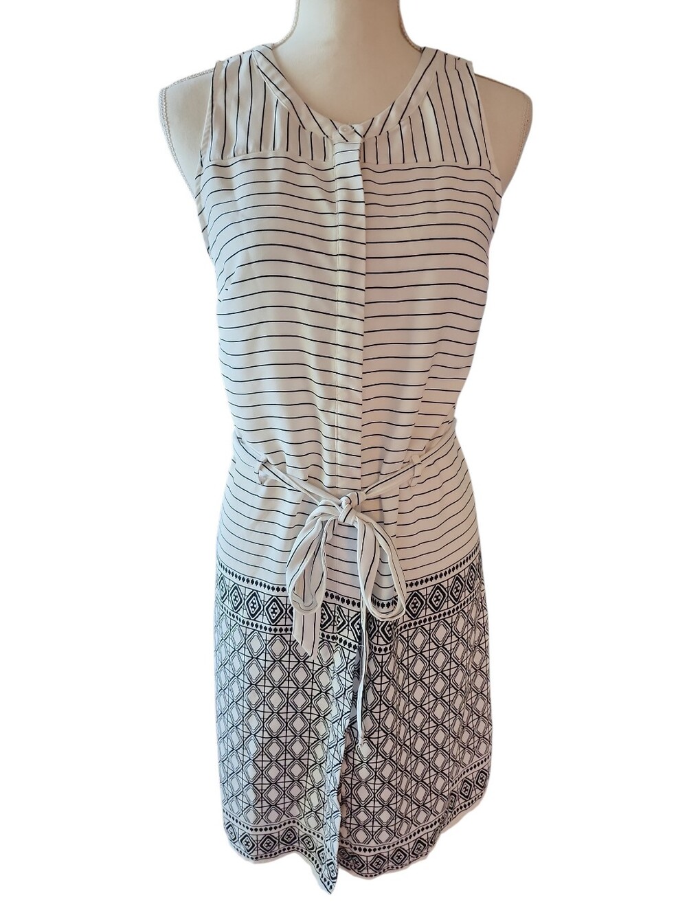 A New Day‎ Striped Sleeveless Button Down Dress Size Medium